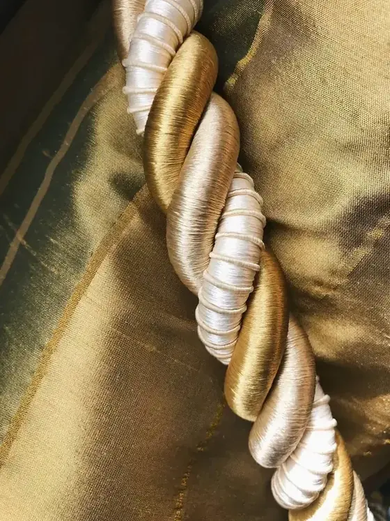 Twisted silk cord tieback